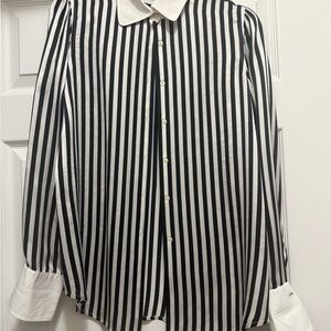 Lauren Ralph Lauren Black and White Striped Button-Down Shirt